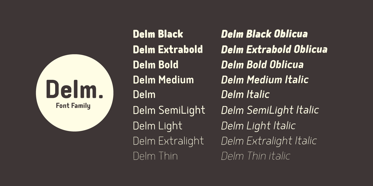 Beispiel einer Delm Semi Light-Schriftart